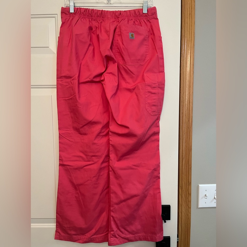 Women’s Carhartt watermelon pink textured scrub pant. Size medium - Picture 2 of 14